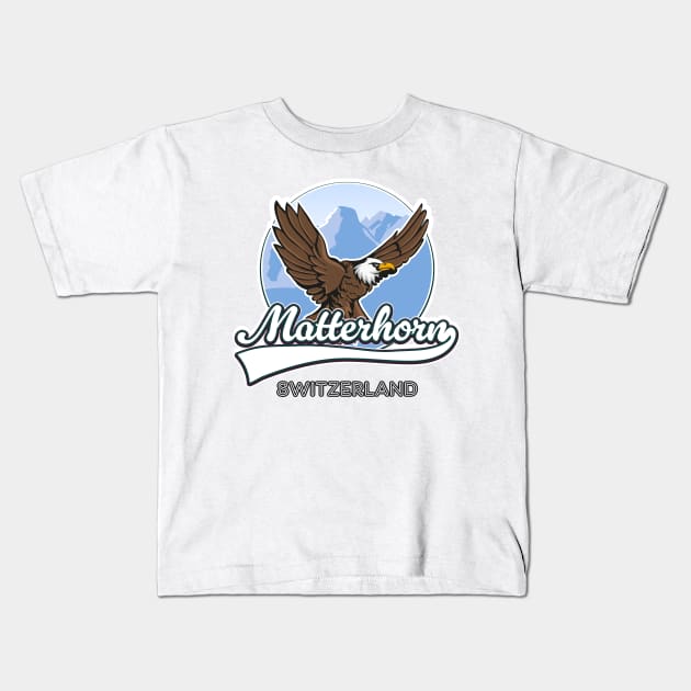 Matterhorn Switzerland travel logo Kids T-Shirt by nickemporium1